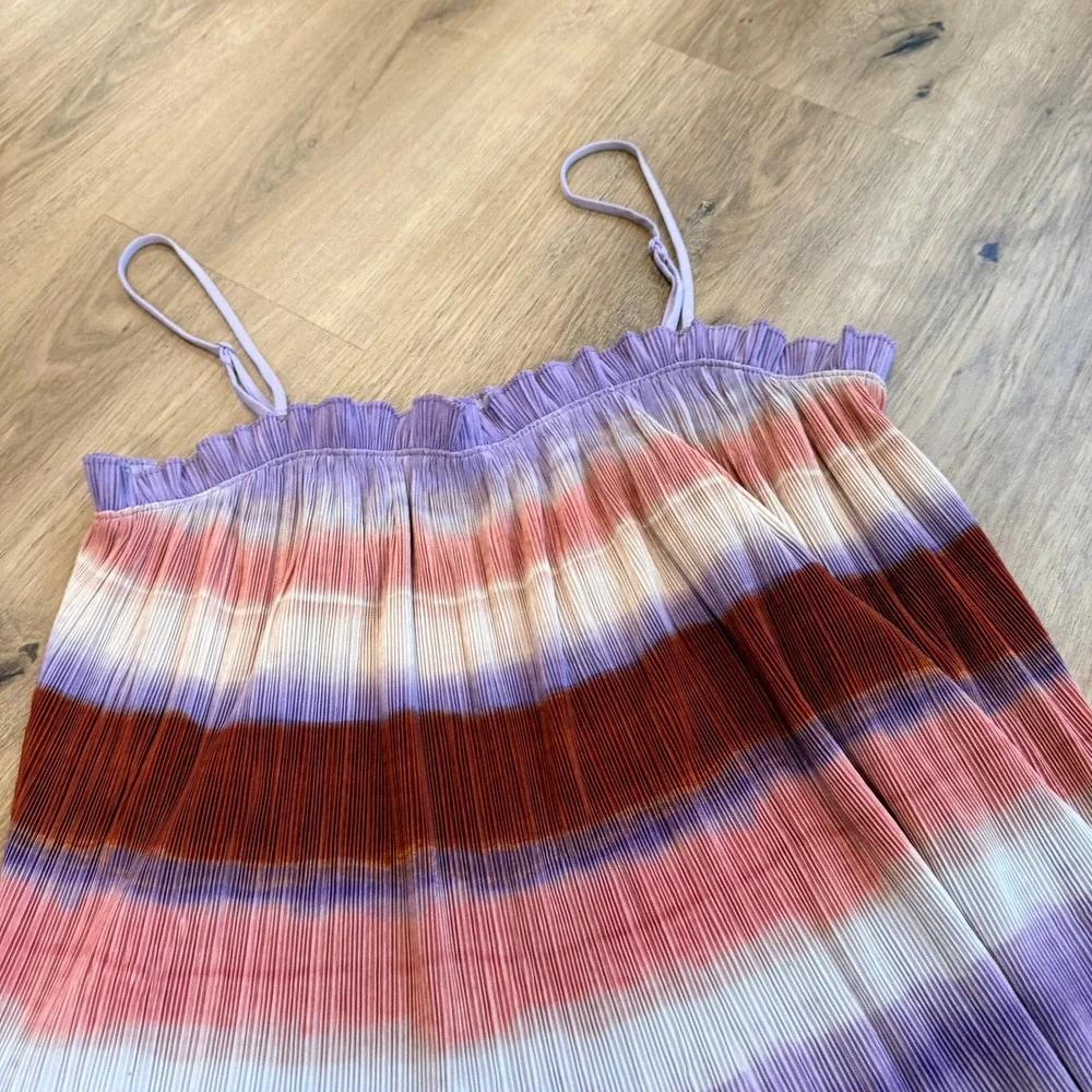 MADEWELL Pleated Cami Top Ombre Purple Coral Rust Tank‎ Spaghetti Strap Size S